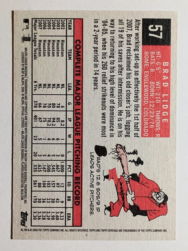 2008 Topps Heritage Black Back #57 Brad Lidge