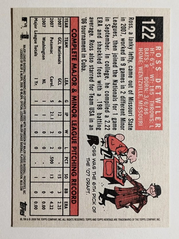 2008 Topps Heritage Black Back #122 Ross Detwiler