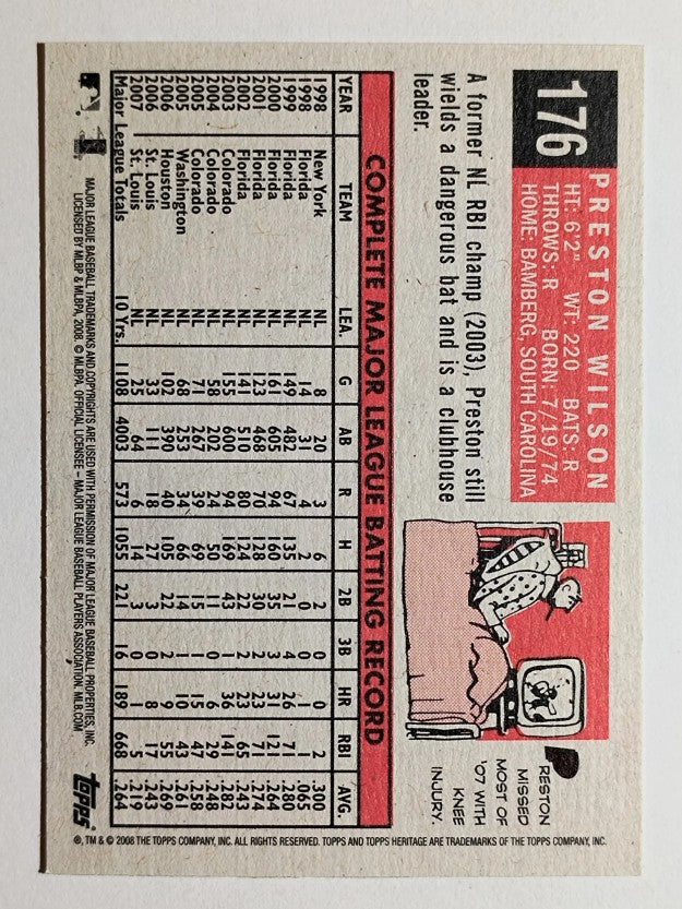 2008 Topps Heritage Black Back #176 Preston Wilson