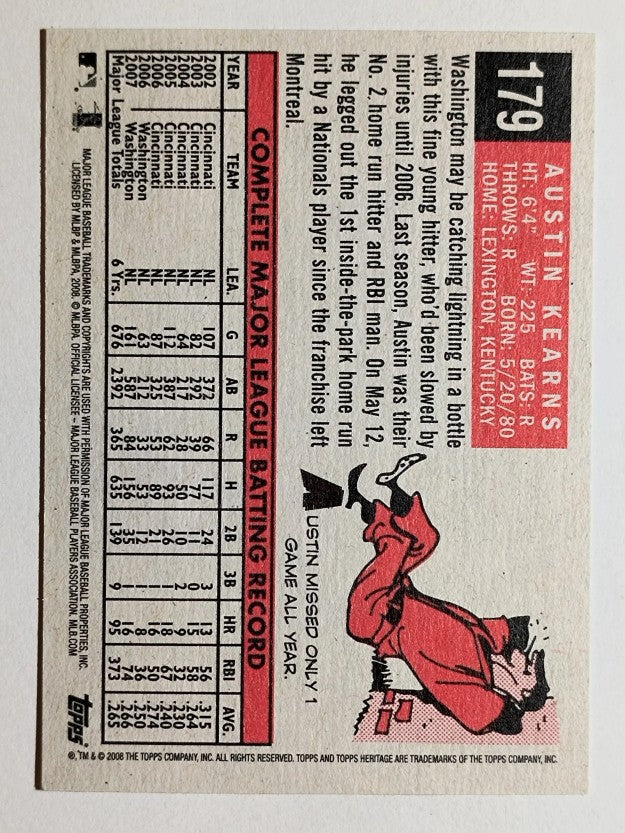 2008 Topps Heritage Black Back #179 Austin Kearns