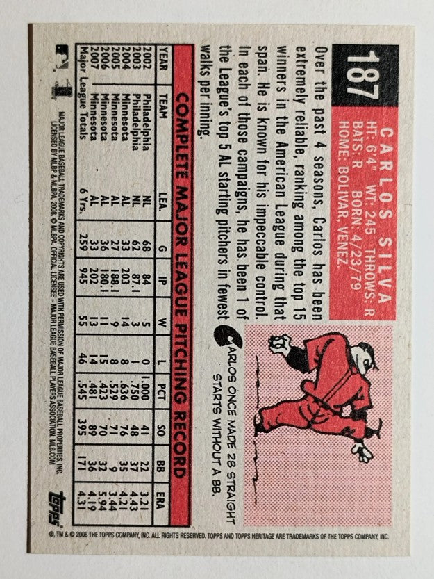 2008 Topps Heritage Black Back #187 Carlos Silva