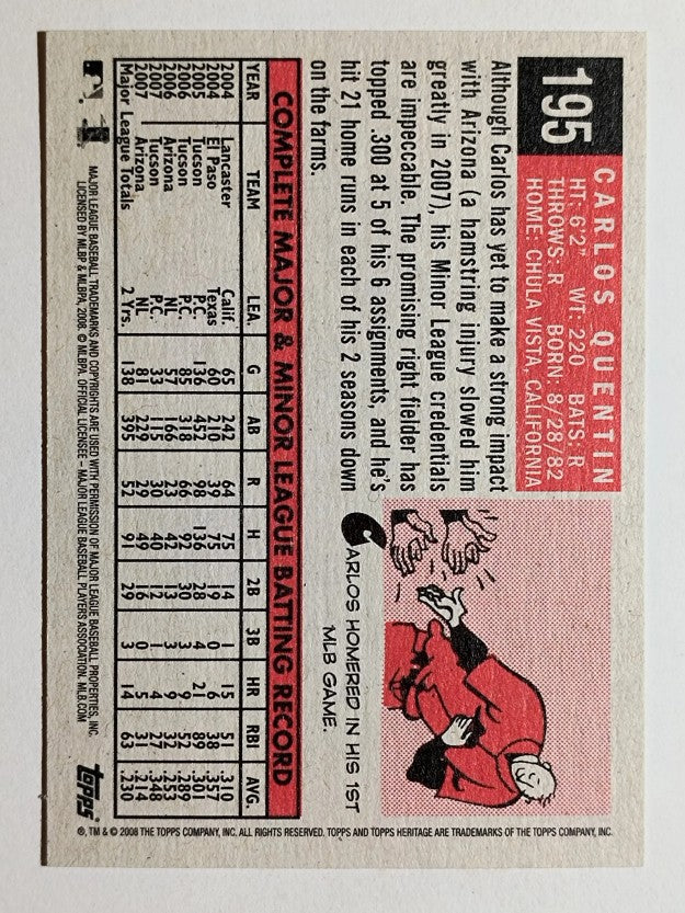 2008 Topps Heritage Black Back #195 Carlos Quentin