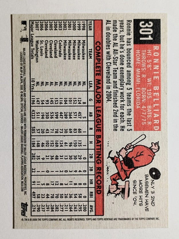 2008 Topps Heritage Black Back #301 Ronnie Belliard