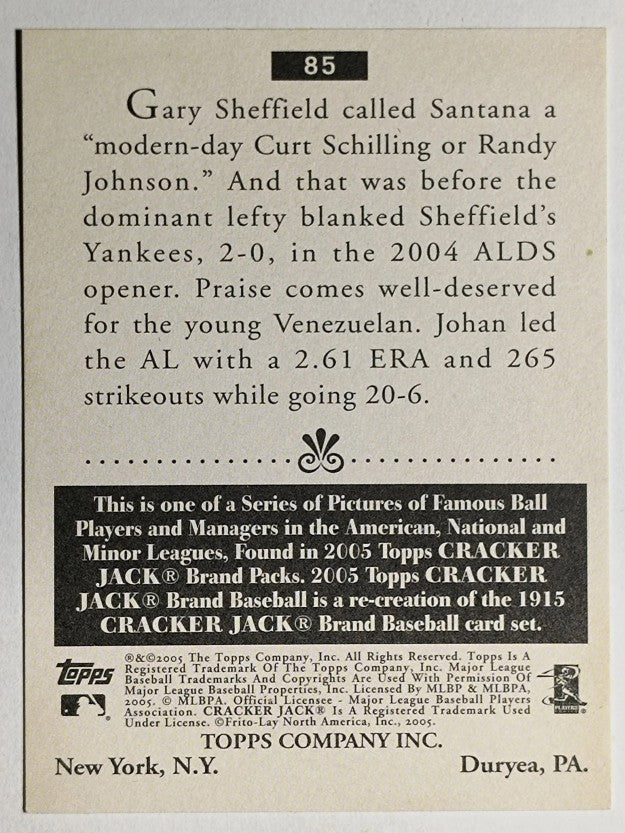 2005 Topps Cracker Jack Mini Red #85A Johan Santana Throwing
