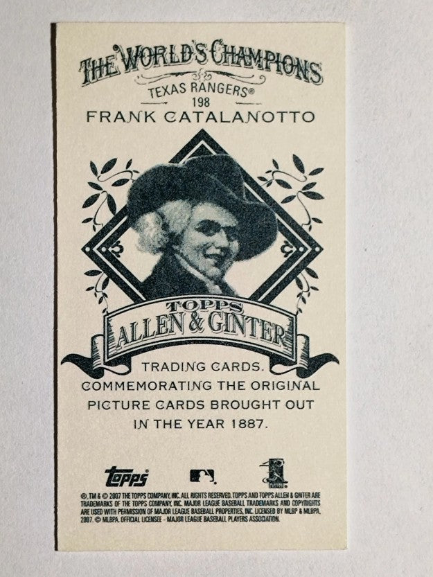 2007 Topps Allen and Ginter Mini A and G Back #198 Frank Catalanotto