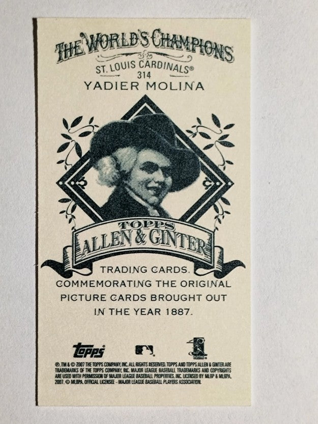 2007 Topps Allen and Ginter Mini A and G Back #314 Yadier Molina