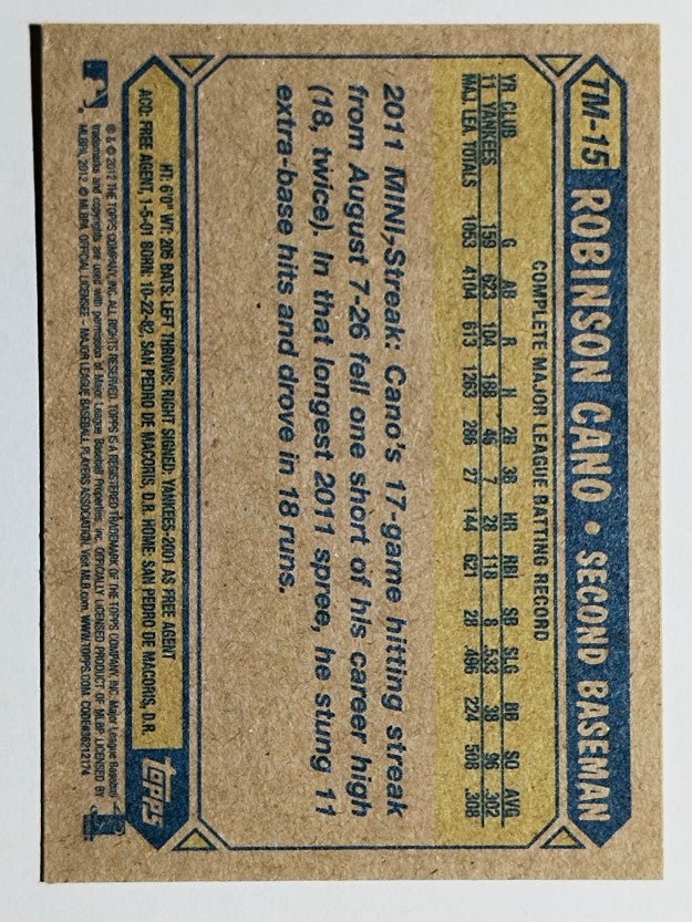 2012 Topps 1987 Topps Minis #TM15 Robinson Cano