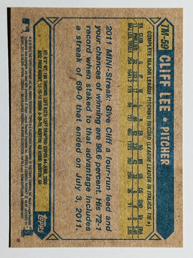 2012 Topps 1987 Topps Minis #TM59 Cliff Lee