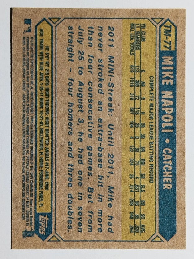 2012 Topps 1987 Topps Minis #TM77 Mike Napoli