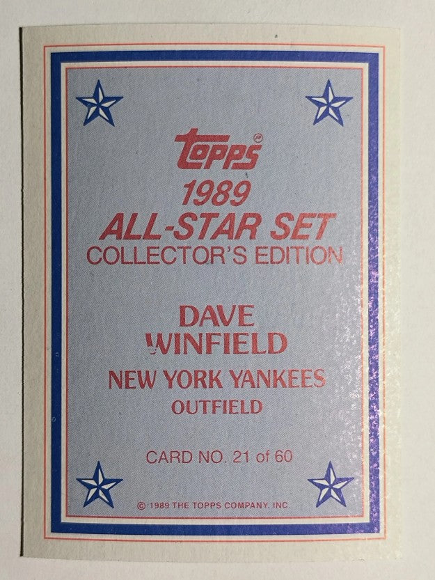 1989 Topps Glossy Send-Ins #21 Dave Winfield