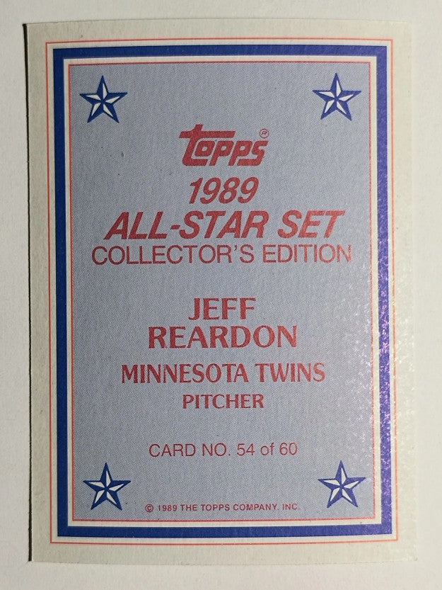 1989 Topps Glossy Send-Ins #54 Jeff Reardon