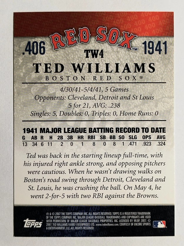 2007 Topps Williams 406 #TW4 Ted Williams