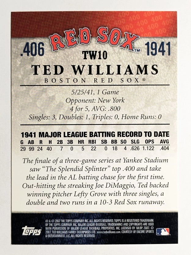 2007 Topps Williams 406 #TW10 Ted Williams