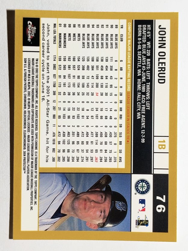 2002 Topps Chrome #76 John Olerud
