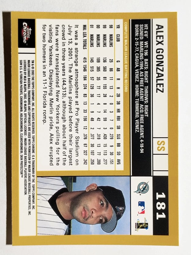 2002 Topps Chrome #181 Alex Gonzalez
