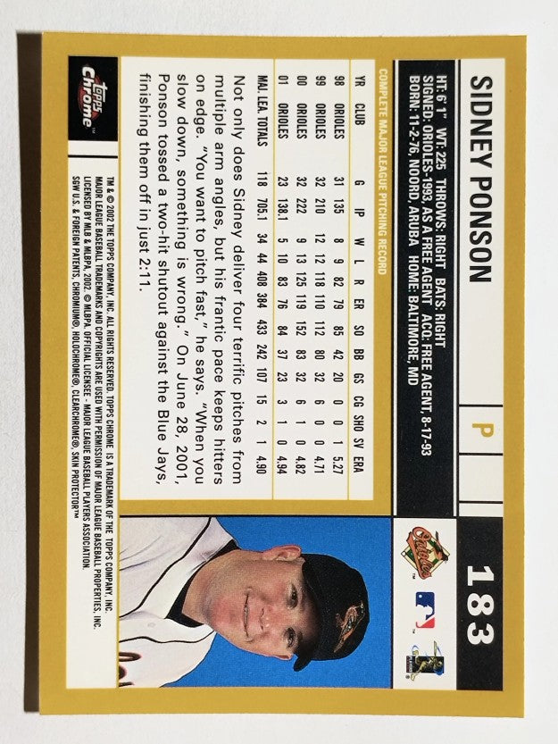 2002 Topps Chrome #183 Sidney Ponson
