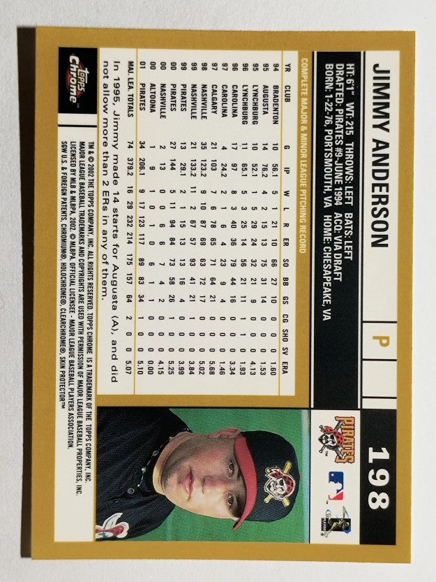 2002 Topps Chrome #198 Jimmy Anderson