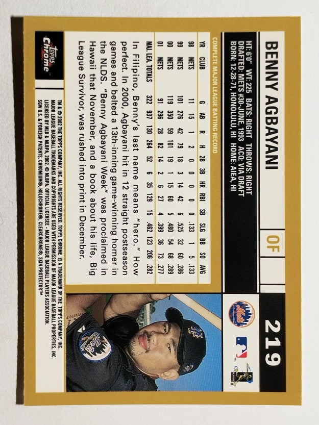 2002 Topps Chrome #219 Benny Agbayani