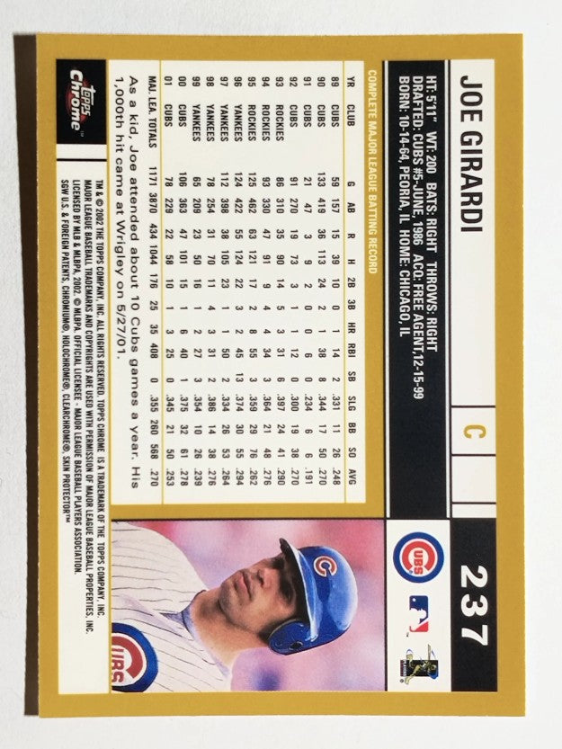 2002 Topps Chrome #237 Joe Girardi