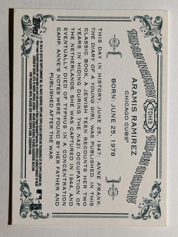 2010 Topps Allen and Ginter This Day in History #TDH3 Aramis Ramirez