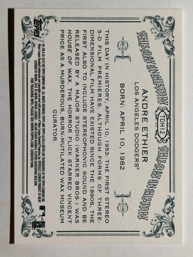 2010 Topps Allen and Ginter This Day in History #TDH12 Andre Ethier