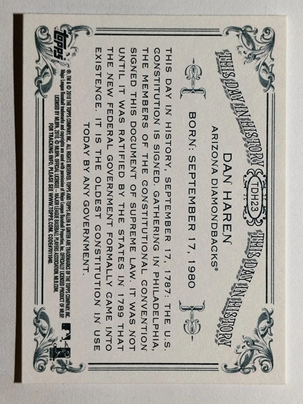 2010 Topps Allen and Ginter This Day in History #TDH23 Dan Haren