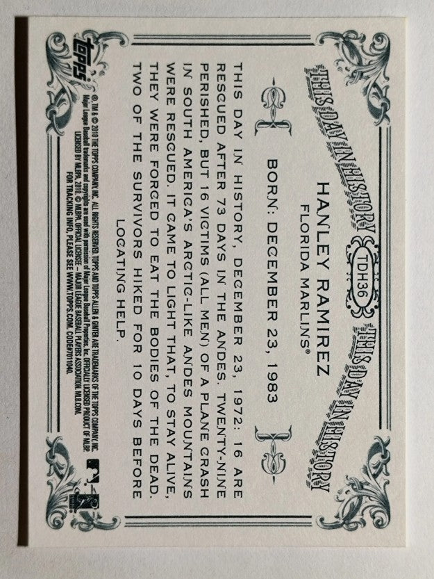 2010 Topps Allen and Ginter This Day in History #TDH36 Hanley Ramirez