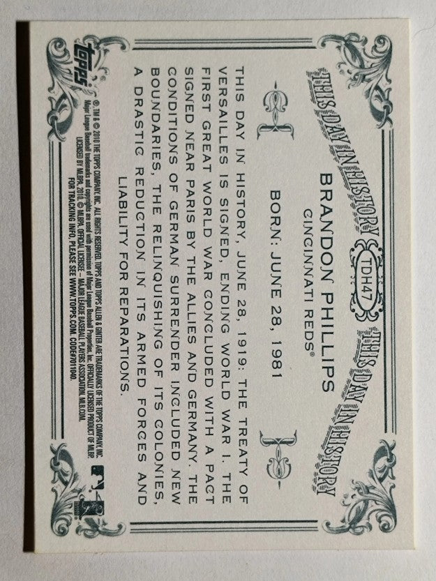 2010 Topps Allen and Ginter This Day in History #TDH47 Brandon Phillips