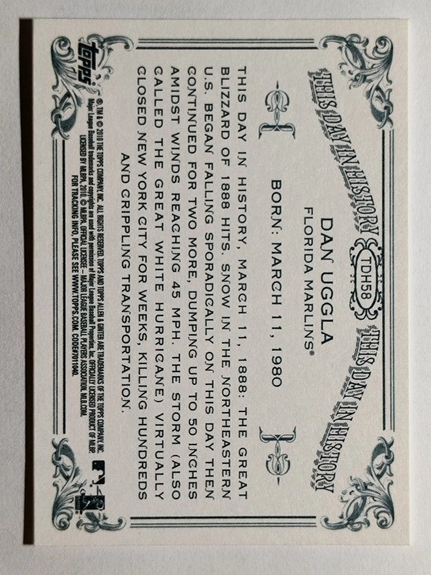 2010 Topps Allen and Ginter This Day in History #TDH58 Dan Uggla