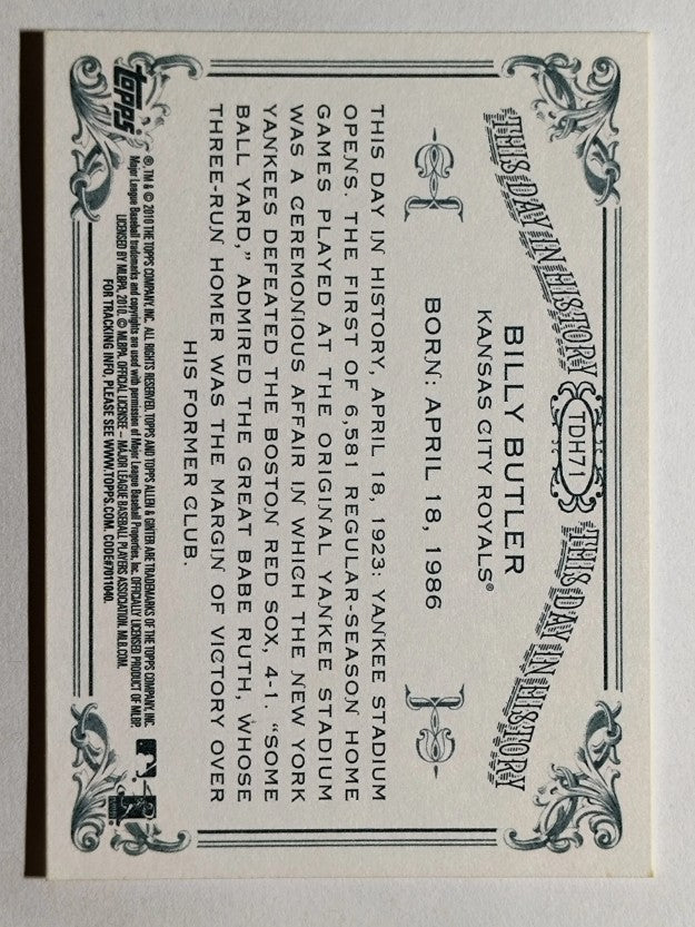 2010 Topps Allen and Ginter This Day in History #TDH71 Billy Butler