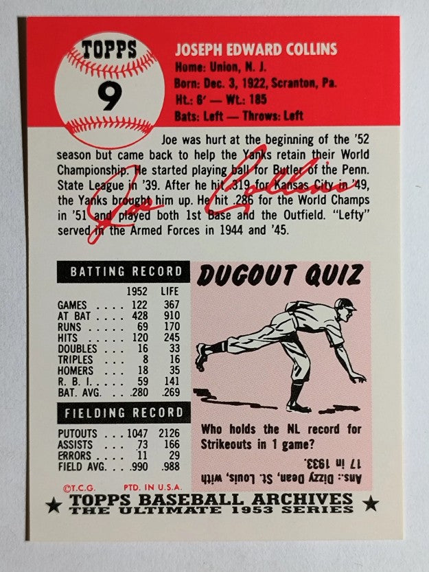 1991 Topps Archives '53 #9 Joe Collins