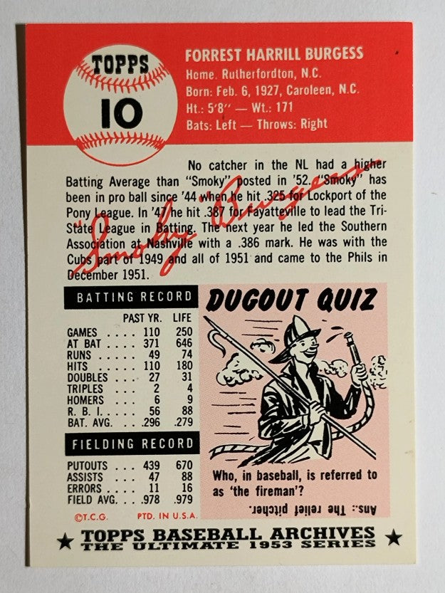 1991 Topps Archives '53 #10 Smoky Burgess