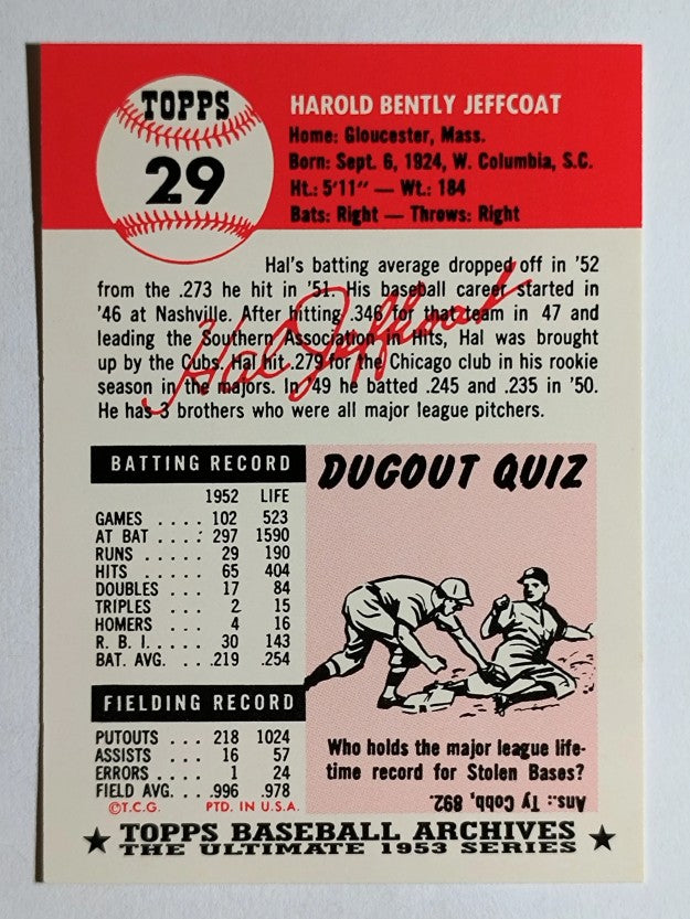 1991 Topps Archives '53 #29 Hal Jeffcoat