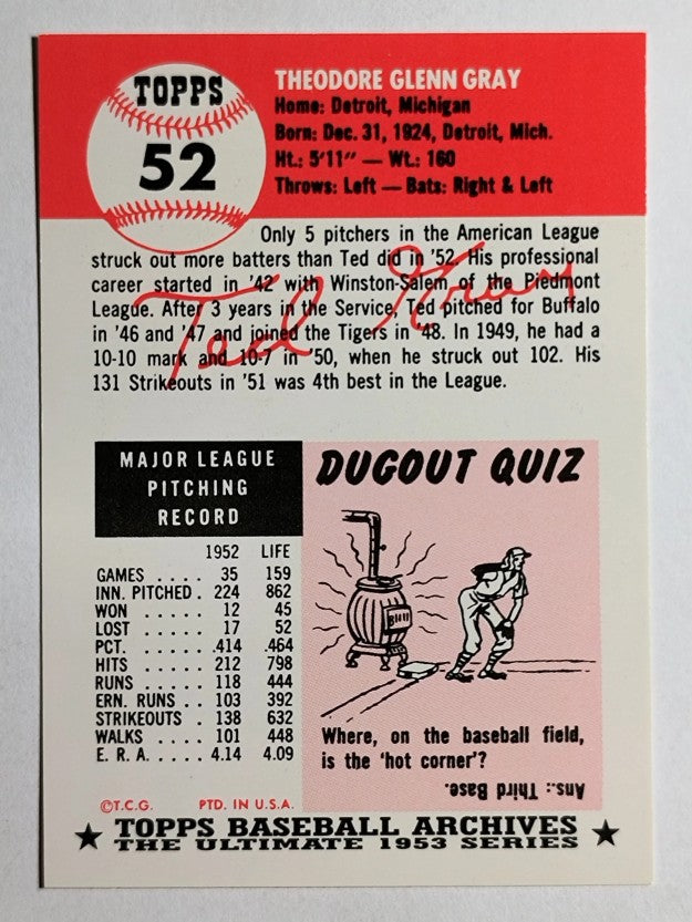 1991 Topps Archives '53 #52 Ted Gray