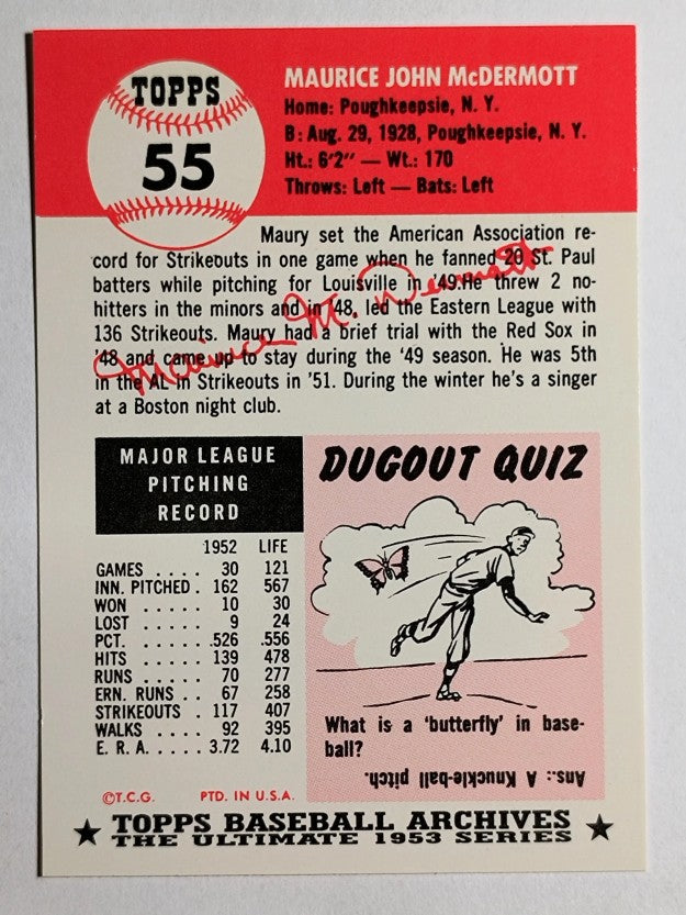 1991 Topps Archives '53 #55 Maurice McDermott