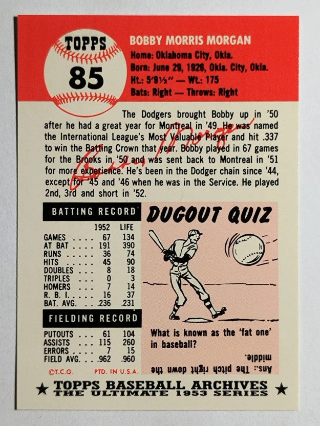 1991 Topps Archives '53 #85 Bobby Morgan