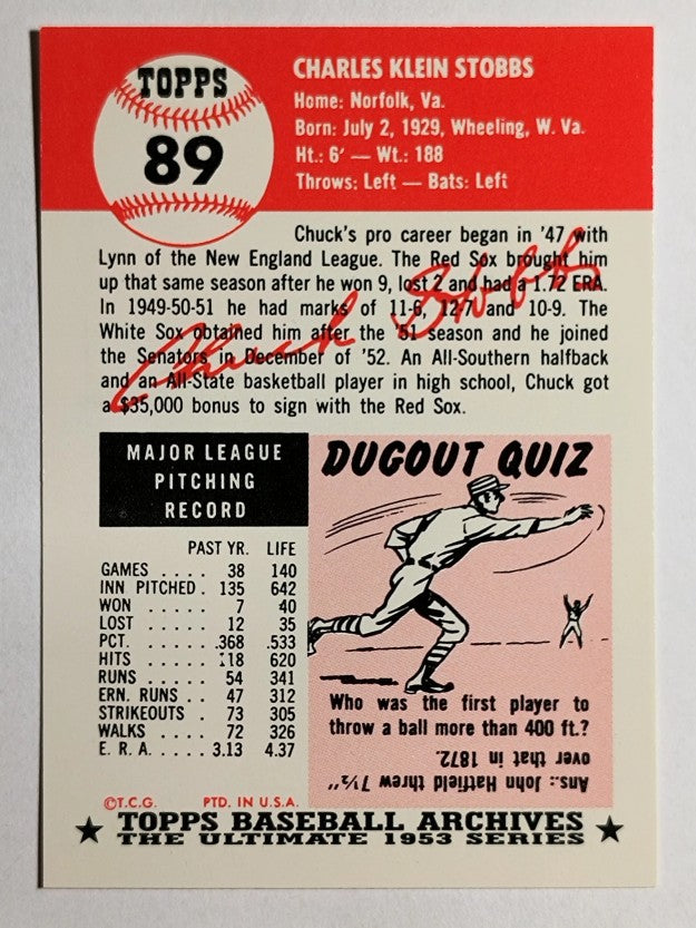 1991 Topps Archives '53 #89 Chuck Stobbs