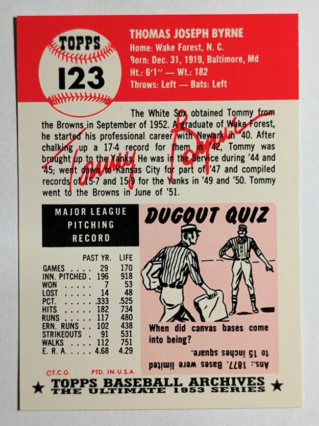 1991 Topps Archives '53 #123 Tommy Byrne