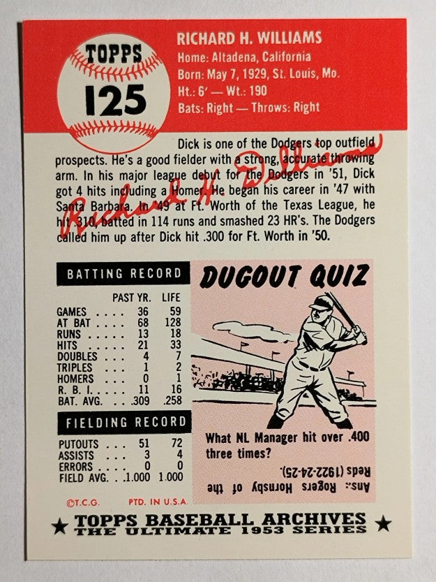 1991 Topps Archives '53 #125 Dick Williams