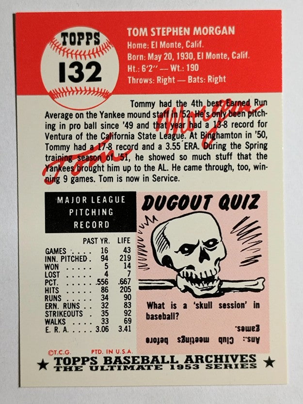 1991 Topps Archives '53 #132 Tom Morgan