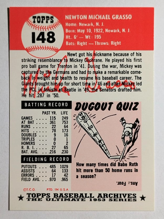 1991 Topps Archives '53 #148 Mickey Grasso