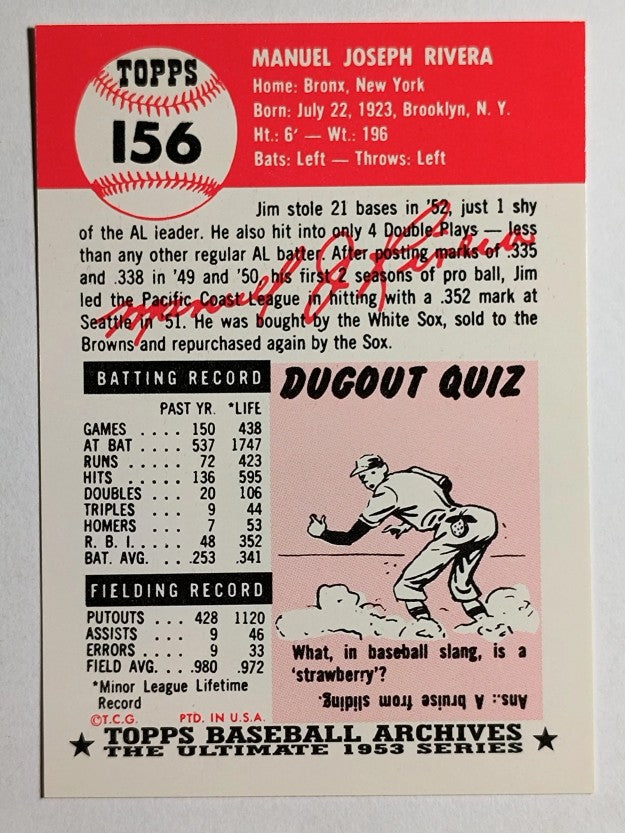 1991 Topps Archives '53 #156 Jim Rivera