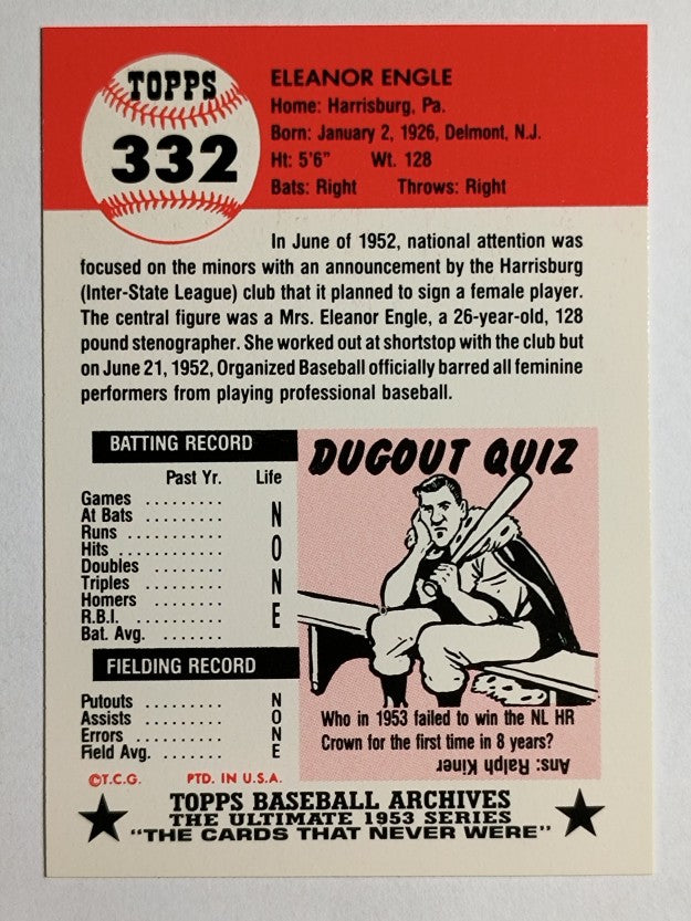 1991 Topps Archives '53 #332 Eleanor Engle
