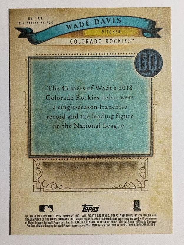 2019 Topps Gypsy Queen #135 Wade Davis
