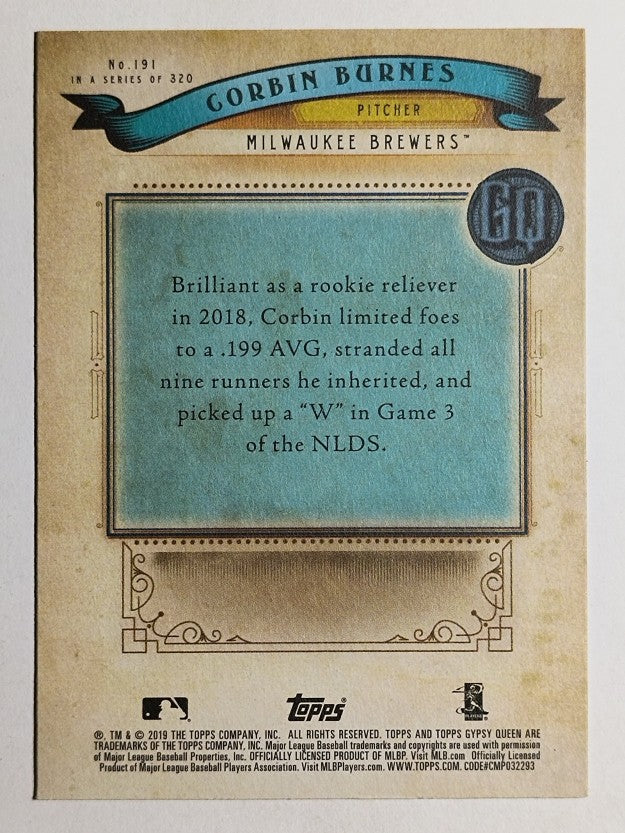 2019 Topps Gypsy Queen #191 Corbin Burnes
