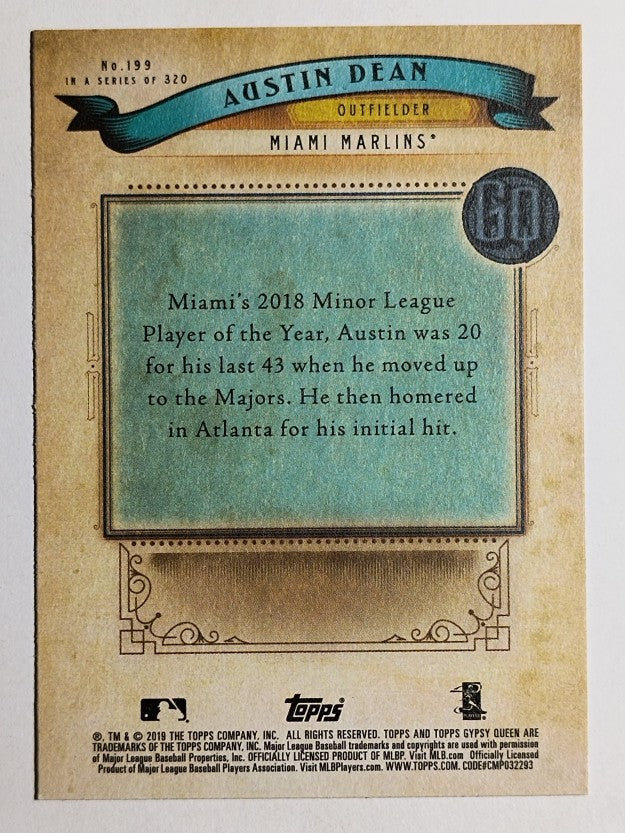 2019 Topps Gypsy Queen #199 Austin Dean RC