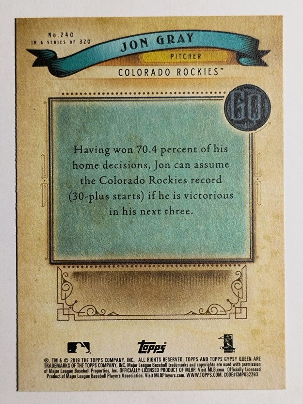 2019 Topps Gypsy Queen #240 Jon Gray