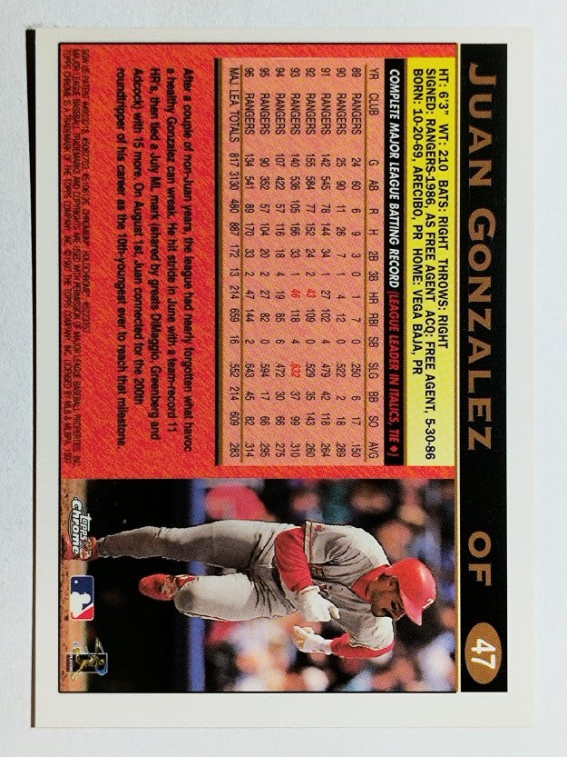 1997 Topps Chrome #47 Juan Gonzalez