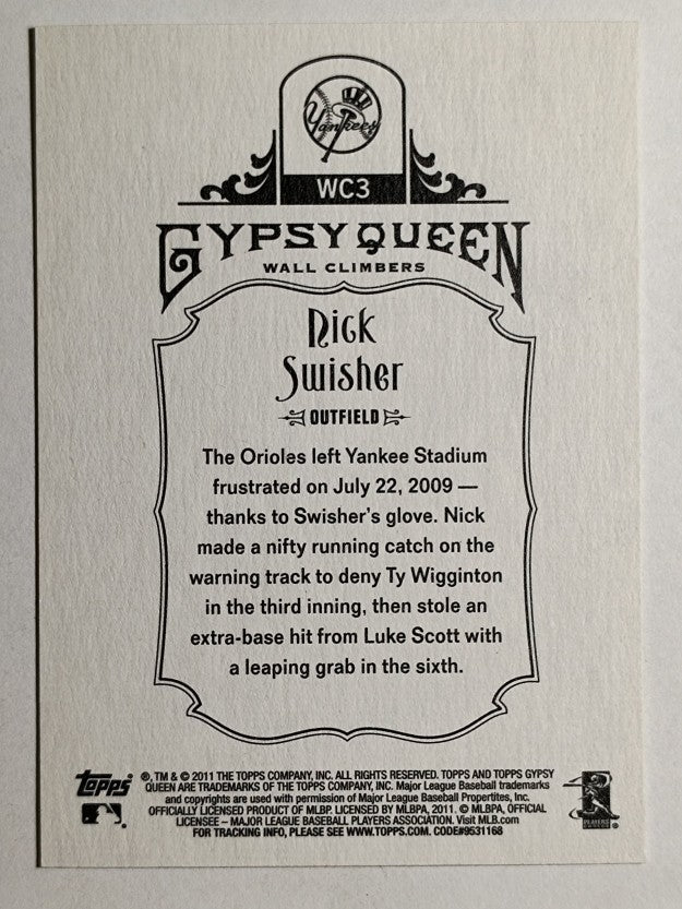 2011 Topps Gypsy Queen Wall Climbers #WC3 Nick Swisher