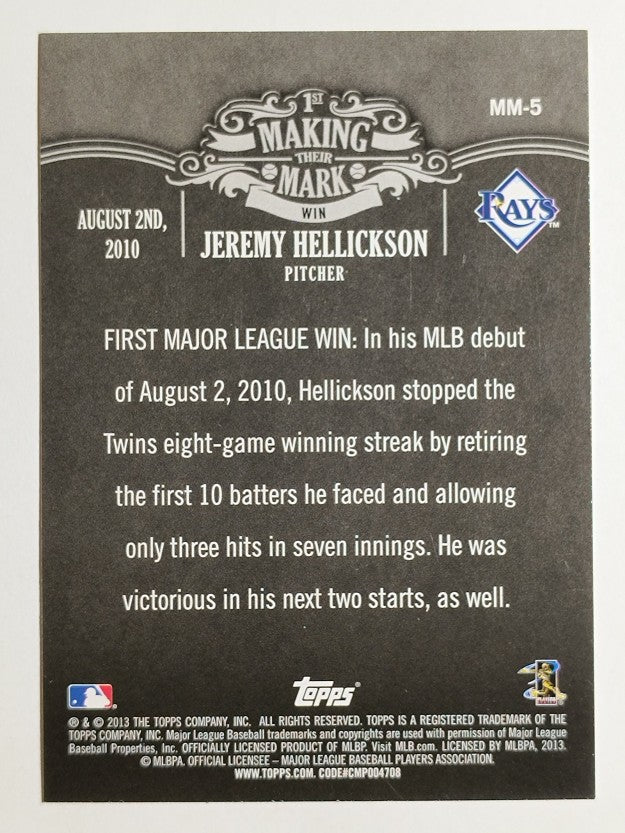 2013 Topps Making Their Mark #MM5 Jeremy Hellickson